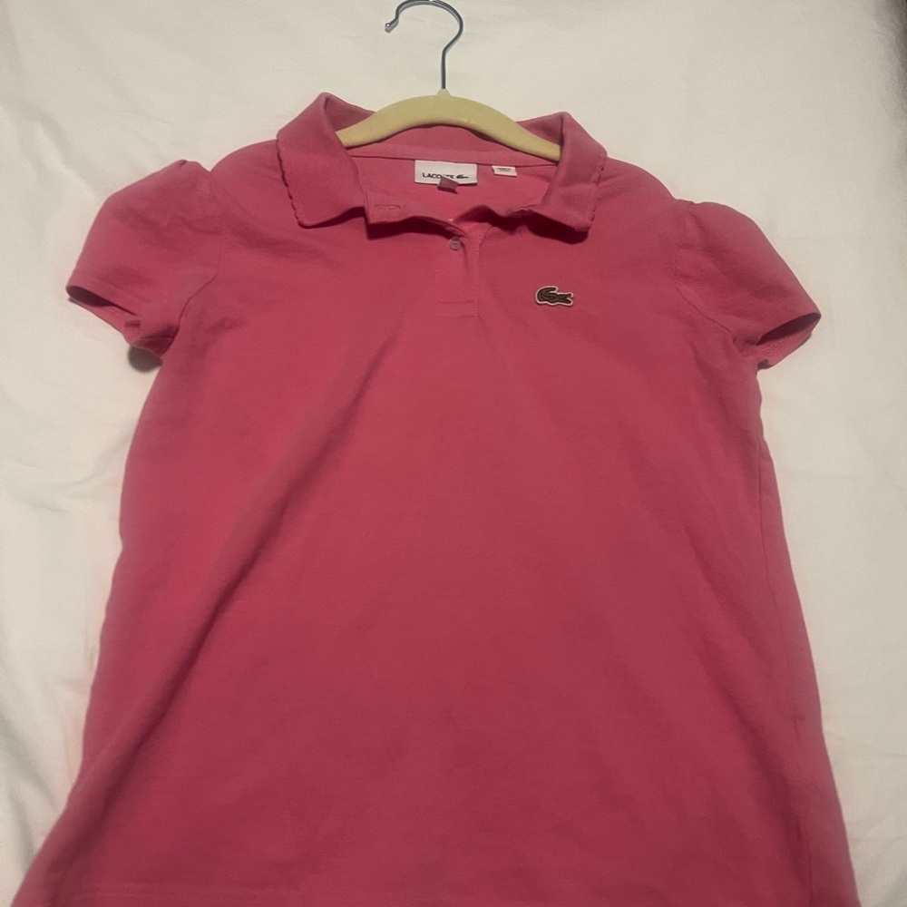 Lacoste Pink  Girls Polo Shirt with Classic Design and Short Sleeves